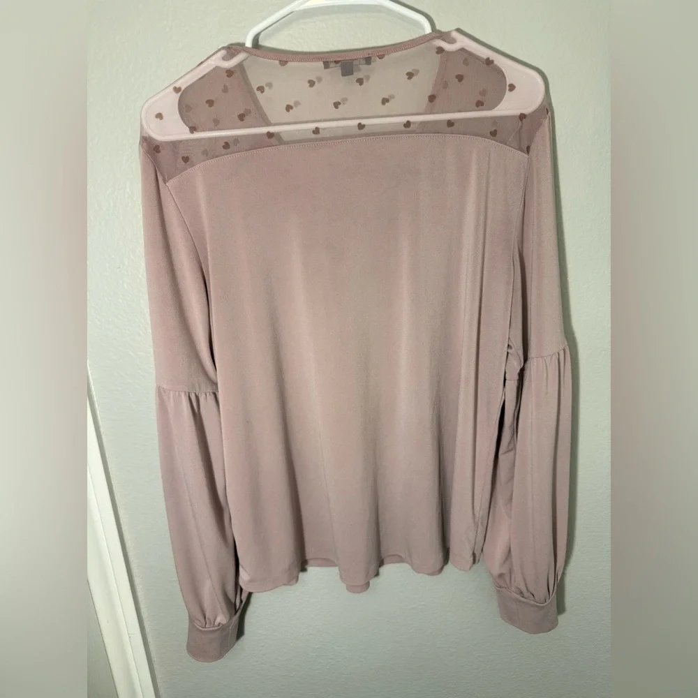 Adrianna Papell Blush/Lavendar Heart Detail Blouse - Picture 3 of 5